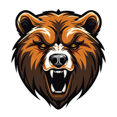 angry grizzly bear head vector art illustration isolated on white background