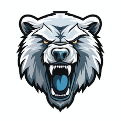 angry grizzly bear head vector art illustration isolated on white background