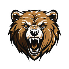 angry grizzly bear head vector art illustration isolated on white background