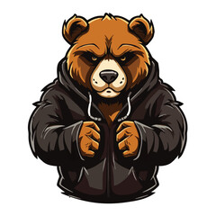 angry grizzly bear head vector art illustration isolated on white background