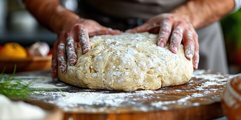 Fototapeta premium Dough Preparation for Pizza