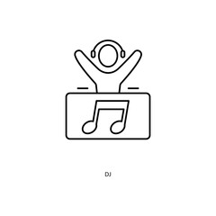 dj concept line icon. Simple element illustration. dj concept outline symbol design.