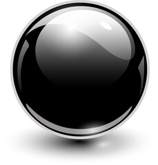 Glass balls black, 3D shiny sphere orb.