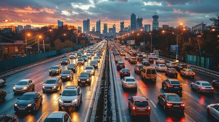 Evening Traffic Jam in a City