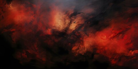 Abstract painting symbolizes Great Depression through dark flowing strokes representing inner turmoil. Concept Great Depression, Abstract Painting, Dark Strokes, Inner Turmoil, Symbolism