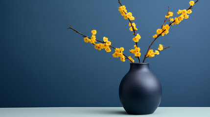 Clay vase with flowers