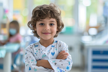 Back to school, A very happy Little boy kid become a dentist doctor, school kid