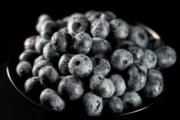 Blueberry on a black background