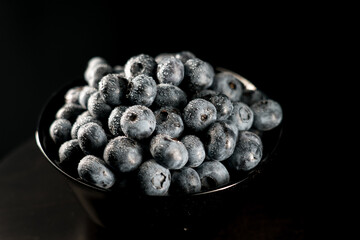 Blueberry on a black background