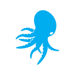 swimming octopus animal logo design