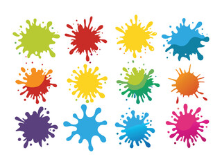 Flat design ink splash elements,