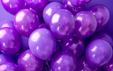 Fototapeta premium A violet background with several colorful balloons