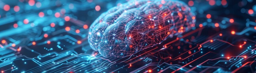 Obraz premium Abstract brain with glowing circuit board. Neural network concept.