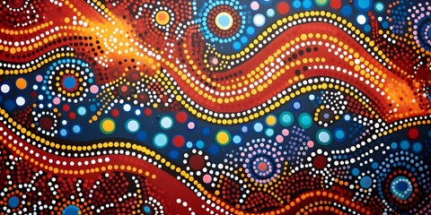 Australian Aboriginal art featuring dot painting techniques in abstract style. Concept Aboriginal Art, Dot Painting, Abstract Style, Indigenous Culture, Australian Art