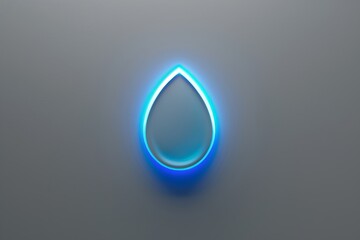 Electric Blue Glowing Droplet in 3D Render on Gray Background.