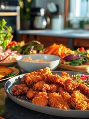 Fried food next to healthy alternatives