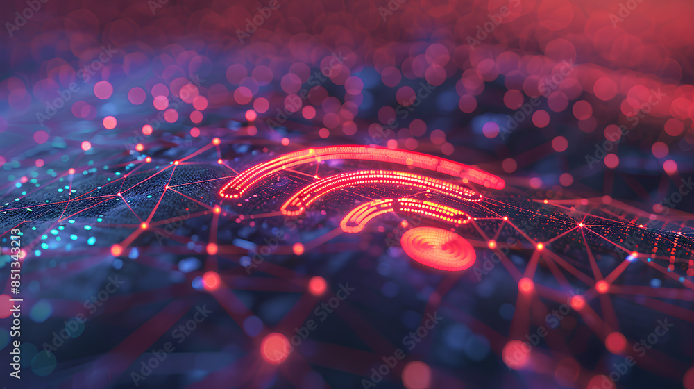 Poster wireless network and connection abstract data background with wifi symbol
