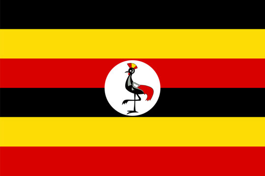 Vector flag of Uganda. Symbol of patriotism and freedom. Vector illustration of Uganda flag