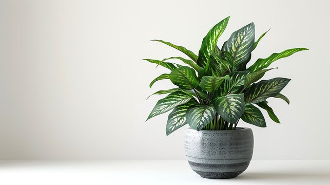 A modern potted maranta plant in a sleek pot, contemporary design, isolated on white background