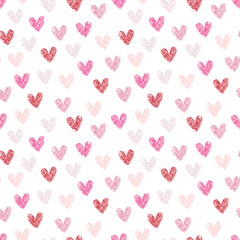 Valentine heart watercolor seamless pattern vector. Cute ink hearts on white background. Symbol of love, Valentine's day. Simply design for fabric, print, cover, card, sticker, wrapping, paper, decor.