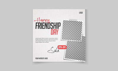Happy Friendship Day poster design with photo frame for social media post
