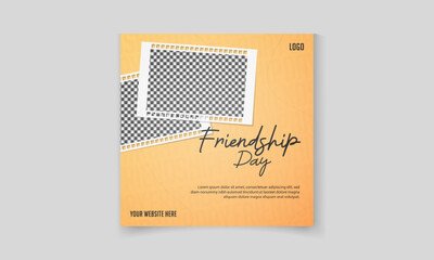 poster design for Friendship Day with picture frames for social media post