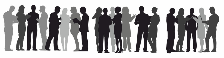 Group of Business People Silhouette. Group of working business people on isolated white background. 