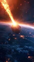 Close-Up of a Massive Comet Landing on the Earth's Surface