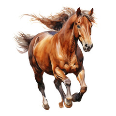 Obraz premium horse running watercolor isolated on transparent background cutout