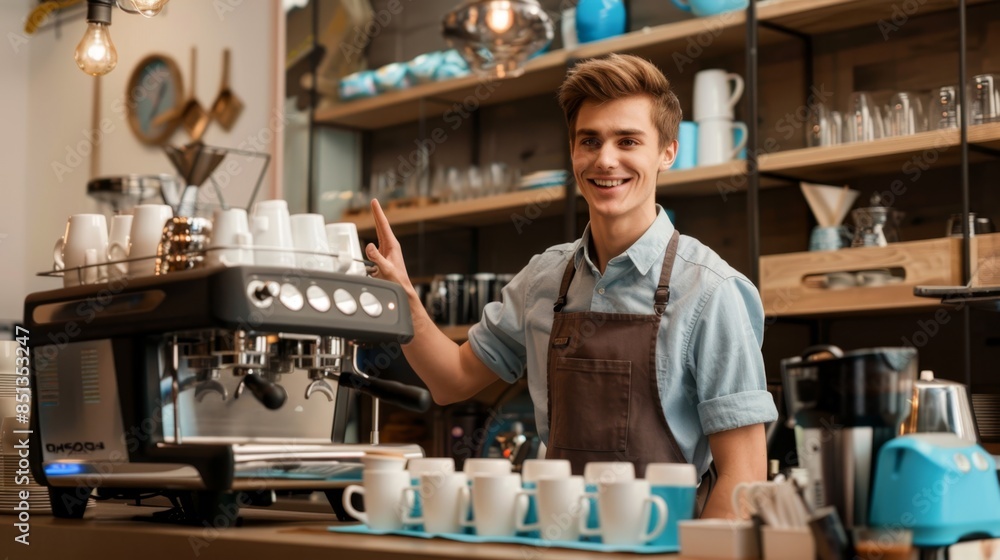 Poster The smiling barista at work