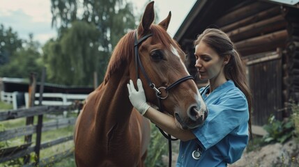 Naklejka premium The vet assessing horse