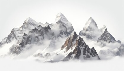 Snowy mountains Isolate on white background