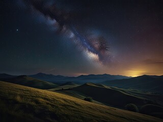 Night landscape with colorful. Milky Way.