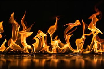 Fototapeta premium Black background with flames of fire and copy space. Generative Ai