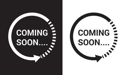 Coming soon loading icon isolated on white and black background. EPS 10