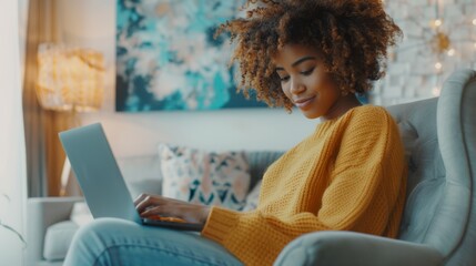 The woman using laptop