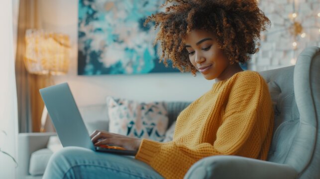 The woman using laptop