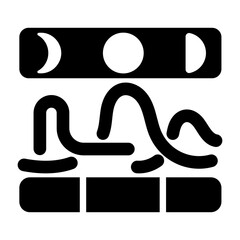 Modern glyph icon depicting lunar rhythms 