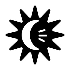 Trendy glyph icon depicting solar eclipse 