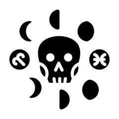 Here’s a glyph icon of a mystic skull 