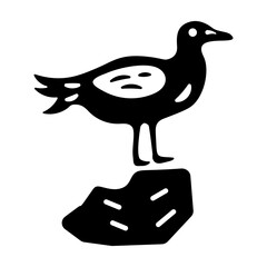 A well-designed glyph icon of a seagull 