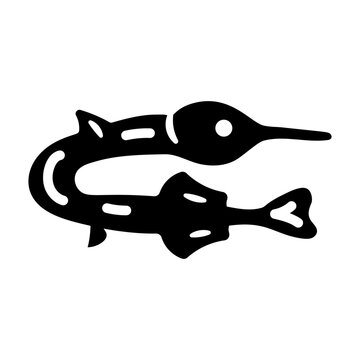 Trendy glyph icon of a gar fish 
