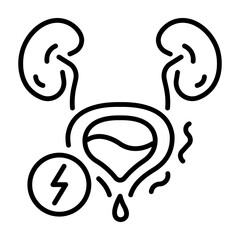 A premium line style icon of urinary incontinence 