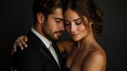 Fototapeta premium Young couple posing close together