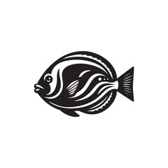 Dory Fish Vector Silhouette - Blue Tang Illustration - Fish Vector - Fish Silhouette.