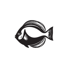 Dory Fish Vector Silhouette - Blue Tang Illustration - Fish Vector - Fish Silhouette.