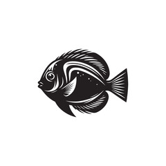 Dory Fish Vector Silhouette - Blue Tang Illustration - Fish Vector - Fish Silhouette.