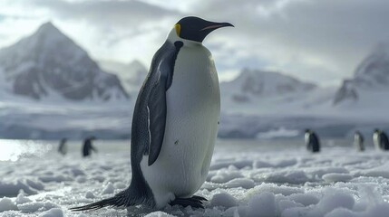 Fototapeta premium Emperor penguin on antarctic ice