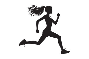 Silhouette of a man running fast. Vector speed illustration