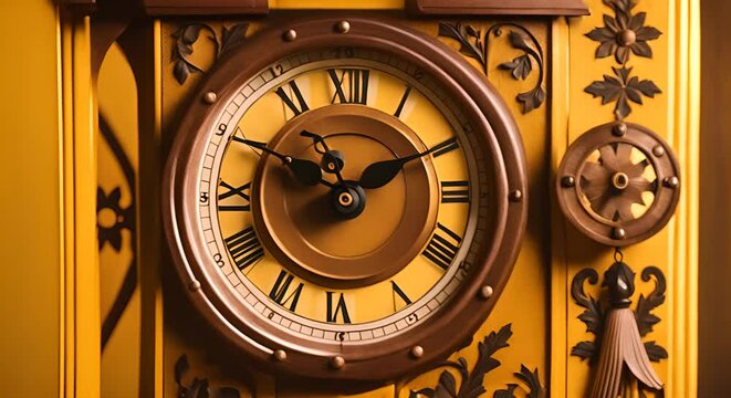 Cuckoo clock on a yellow background.